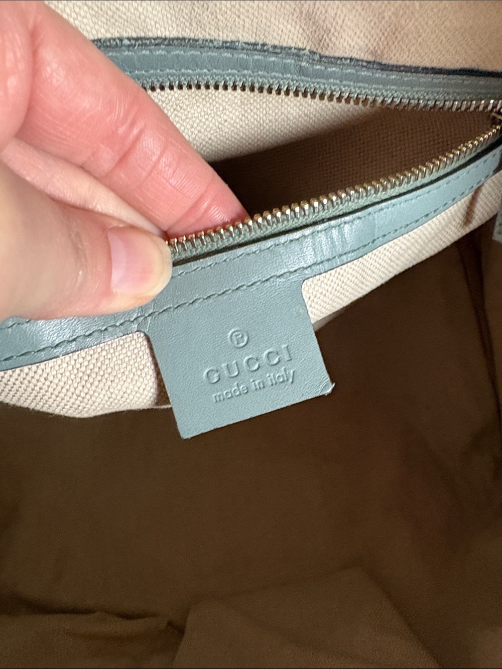 Gucci GG Canvas Boston Bag with Blue Green Stripes - Authentic Vintage COA - Picture 9 of 16